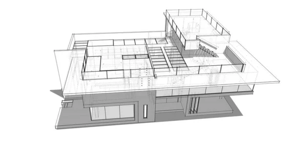 Проектирование Минимальных Геометрических Архитектурных Зданий — стоковое фото