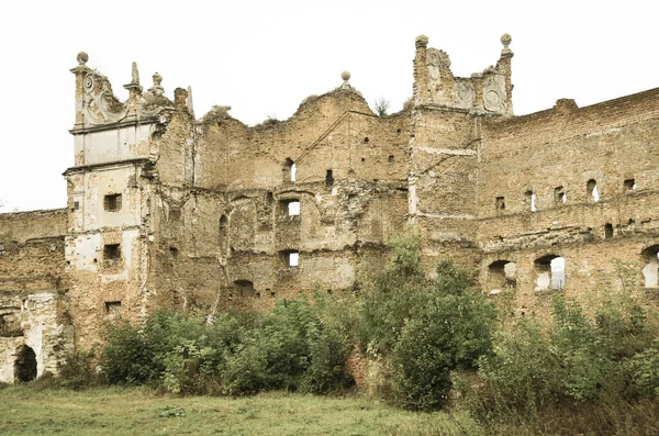 Vue Des Ruines Vieux Bâtiments Avec Des Buissons — Photo