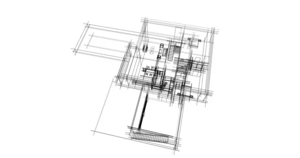 Abstracte Tekenlijnen Architectonisch Kunstconcept Minimale Geometrische Vormen — Stockfoto