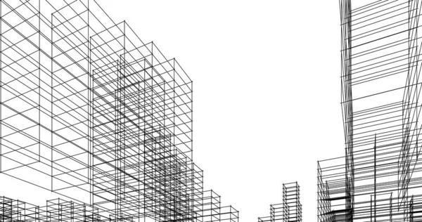 Проектирование Геометрических Архитектурных Зданий — стоковое фото