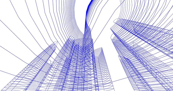Arkaplanda mimari bina 3d illüstrasyon