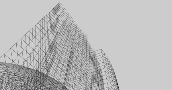 Abstract Drawing Lines Architectural Art Concept Minimal Geometrical Shapes — Stock Photo, Image