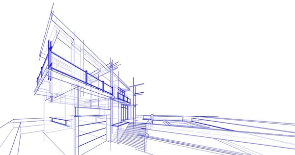Проектирование Минимальных Геометрических Архитектурных Зданий — стоковое фото