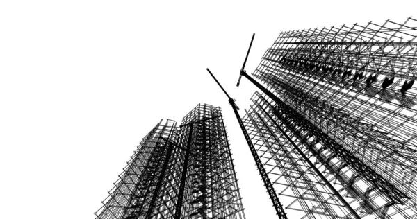 Mimari sanat konseptinde soyut çizgiler, minimum geometrik şekiller. 