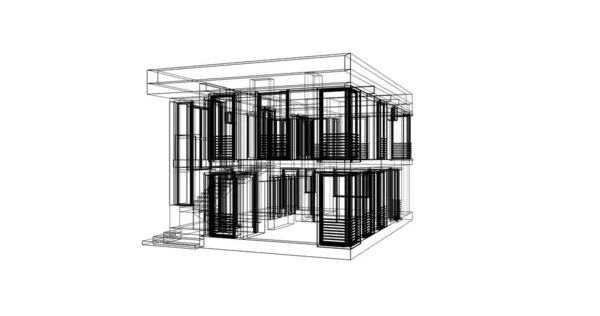 Arquitectura Edificio Ilustración Sobre Fondo — Foto de Stock