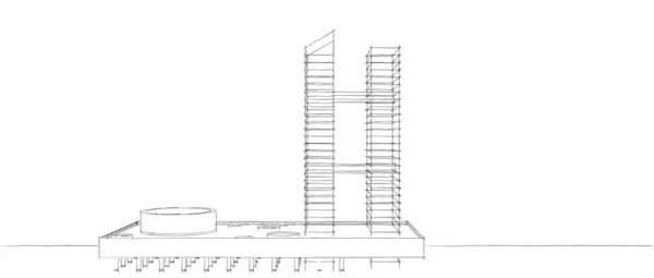 Líneas Abstractas Dibujo Concepto Arte Arquitectónico Formas Geométricas Mínimas — Foto de Stock