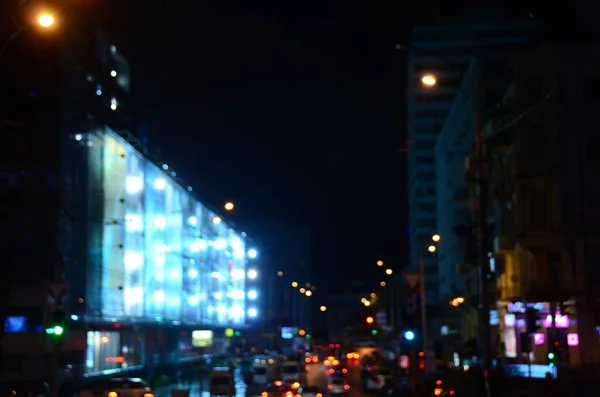 Luzes Abstratas Borradas Fundo Cidade Noite — Fotografia de Stock