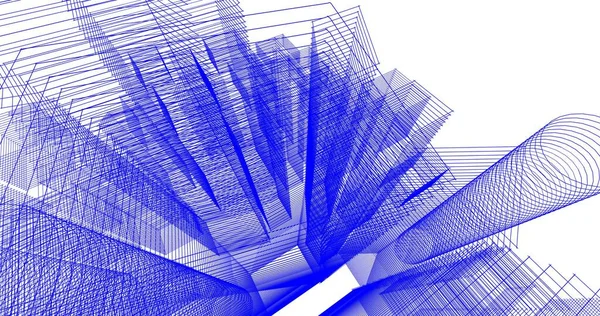 Arkaplanda mimari bina 3d illüstrasyon