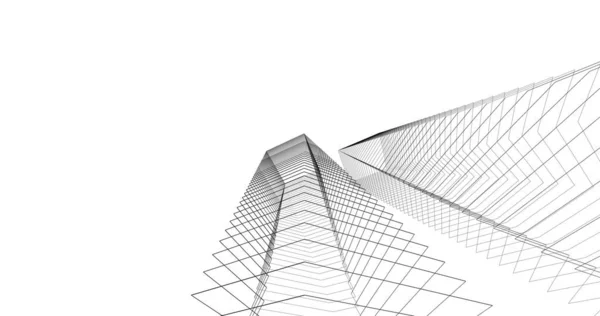 Abstraktní Kreslicí Čáry Architektonickém Pojetí Minimální Geometrické Tvary — Stock fotografie