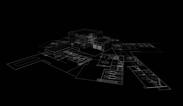 Abstrakte Zeichnungslinien Architektonischen Kunstkonzept Minimale Geometrische Formen — Stockfoto