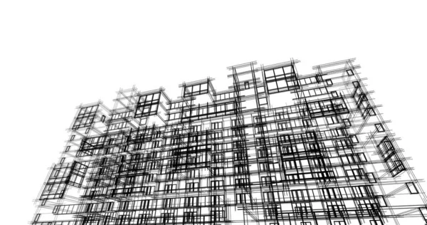 Abstract Drawing Lines Architectural Art Concept Minimal Geometrical Shapes — Stock Photo, Image