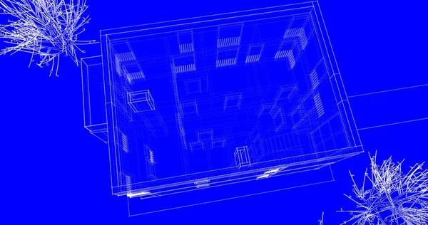 Arkaplanda mimari bina 3d illüstrasyon