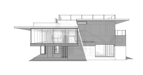 Minimalny Projekt Geometryczny Budynków Architektonicznych — Zdjęcie stockowe