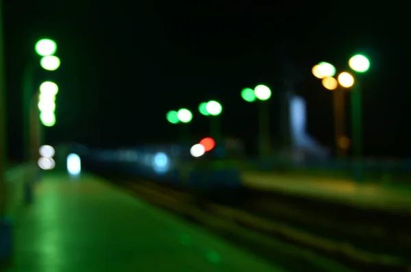 Lumières Abstraites Floues Fond Ville Dans Nuit — Photo