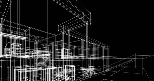 Arkaplanda mimari bina 3d illüstrasyon