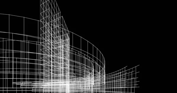 Minimális Vázlatművészet Geometrikus Építészeti Épületek Tervezése — Stock Fotó