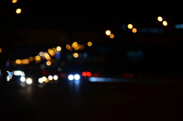 Verschwommene Abstrakte Lichter Hintergrund Der Stadt Der Nacht — Stockfoto