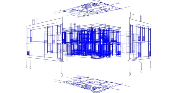 Mimari Sanat Konseptinde Soyut Çizgiler Minimum Geometrik Şekiller — Stok fotoğraf