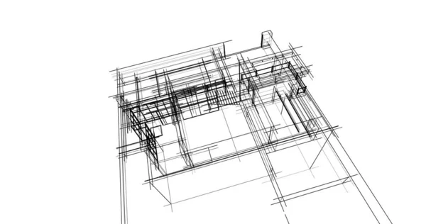 Arquitectura Edificio Ilustración Sobre Fondo — Foto de Stock