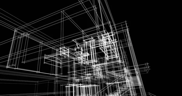 Arkaplanda mimari bina 3d illüstrasyon