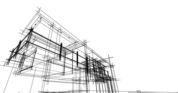 Arquitectura Edificio Ilustración Sobre Fondo — Foto de Stock