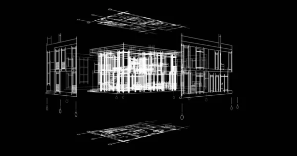 Linhas Abstratas Desenho Conceito Arte Arquitetônica Formas Geométricas Mínimas — Fotografia de Stock