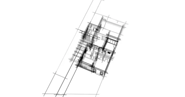 Líneas Abstractas Dibujo Concepto Arte Arquitectónico Formas Geométricas Mínimas — Foto de Stock