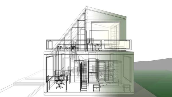 Arquitectura Edificio Ilustración Sobre Fondo —  Fotos de Stock