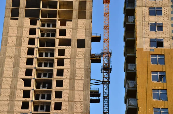 Vista Canteiro Obras Com Guindastes — Fotografia de Stock