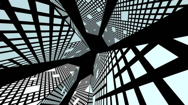 Arkaplanda mimari bina 3d illüstrasyon