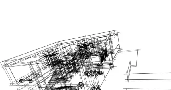 Líneas Abstractas Dibujo Concepto Arte Arquitectónico Formas Geométricas Mínimas — Foto de Stock