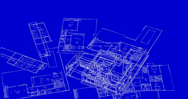 Abstraktní Kreslicí Čáry Architektonickém Pojetí Minimální Geometrické Tvary — Stock fotografie