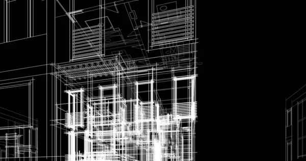 Lignes Dessin Abstraites Dans Concept Art Architectural Formes Géométriques Minimales — Photo