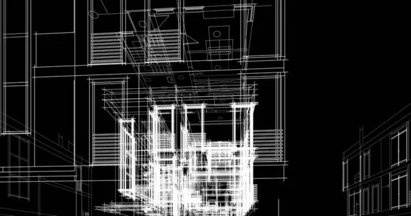 Líneas Abstractas Dibujo Concepto Arte Arquitectónico Formas Geométricas Mínimas —  Fotos de Stock