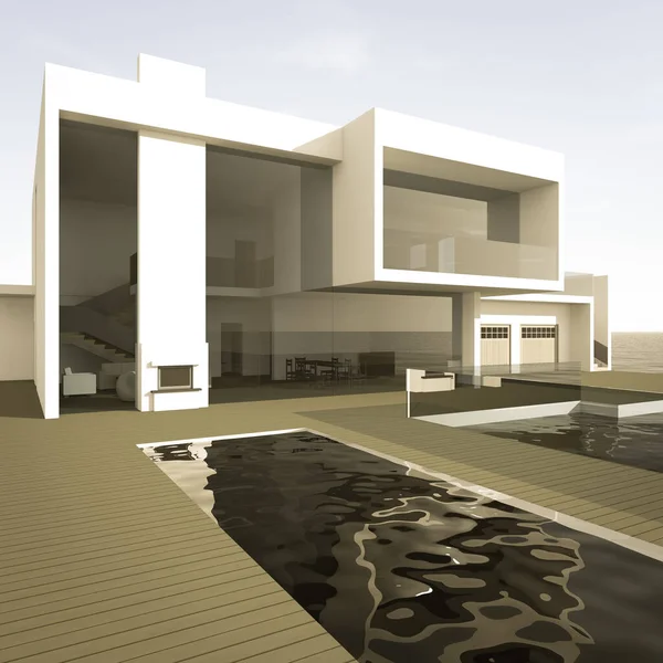 Arkaplanda mimari bina 3d illüstrasyon