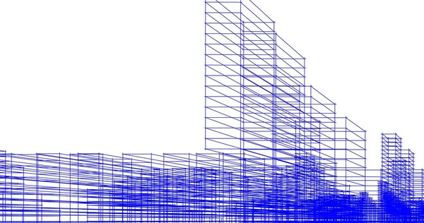 Schizzo Arte Geometrico Edifici Architettonici Design — Foto Stock