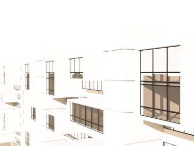 Arkaplanda mimari bina 3d illüstrasyon