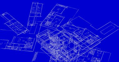 Mimari sanat konseptinde soyut çizgiler, minimum geometrik şekiller. 