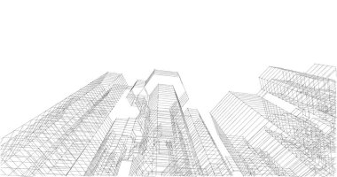 Arkaplanda mimari bina 3d illüstrasyon