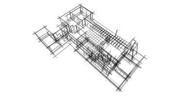Mimari sanat konseptinde soyut çizgiler, minimum geometrik şekiller. 