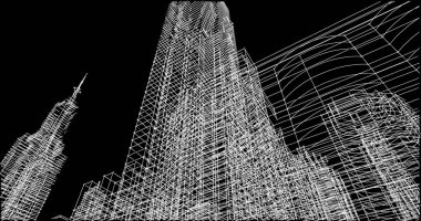 Mimari sanat konseptinde soyut çizgiler, minimum geometrik şekiller. 