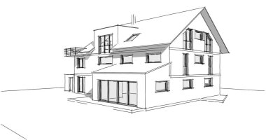 Mimari sanat konseptinde soyut çizgiler, minimum geometrik şekiller. 