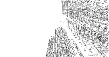 Mimari sanat konseptinde soyut çizgiler, minimum geometrik şekiller. 