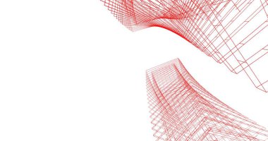 Arkaplanda mimari bina 3d illüstrasyon