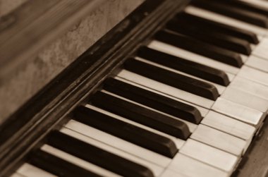 Klasik piyano. Yakın plan çekim. Kavramsal sanat arkaplanı