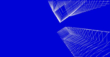 Mimari sanat konseptinde soyut çizgiler, minimum geometrik şekiller. 