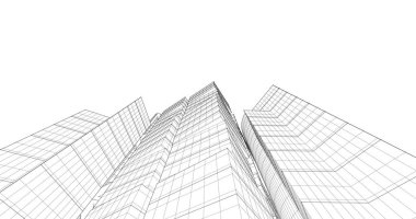 Arkaplanda mimari bina 3d illüstrasyon