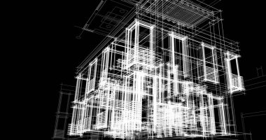 Mimari sanat konseptinde soyut çizgiler, minimum geometrik şekiller. 