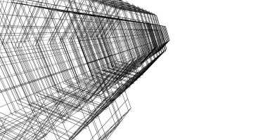 Arkaplanda mimari bina 3d illüstrasyon