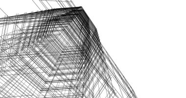 Arkaplanda mimari bina 3d illüstrasyon